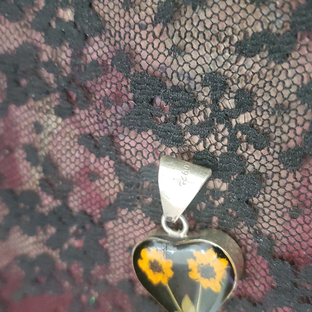 Vintage 925 Sterling Silver UNIQUE ROSE FLOWER Pendant DW865 - Picture 4 of 5